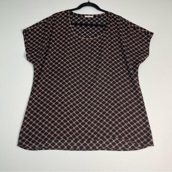 Chico's Black and Salmon Patterned‎ Top Size XL *D0083 - Picture 1 of 6
